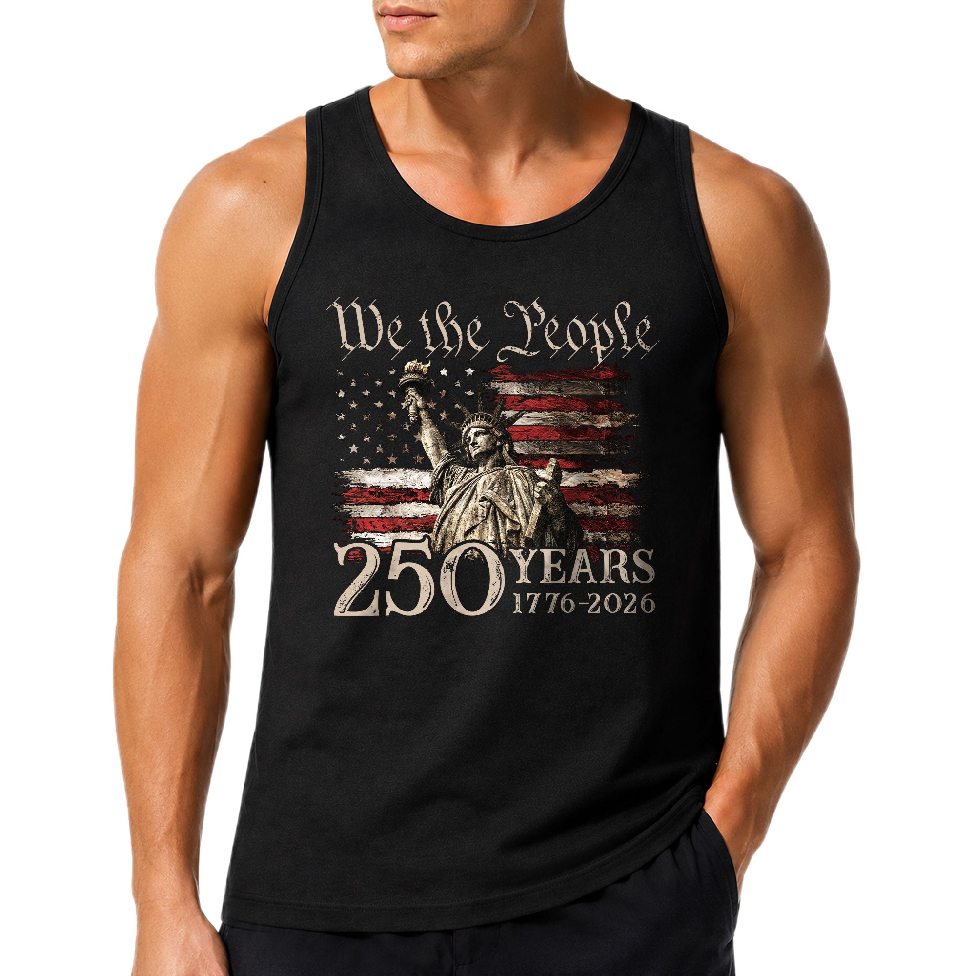 USA 250th Anniversary Men Tank Top Patriotic We The People Statue Of Liberty 1776-2026 Shirt