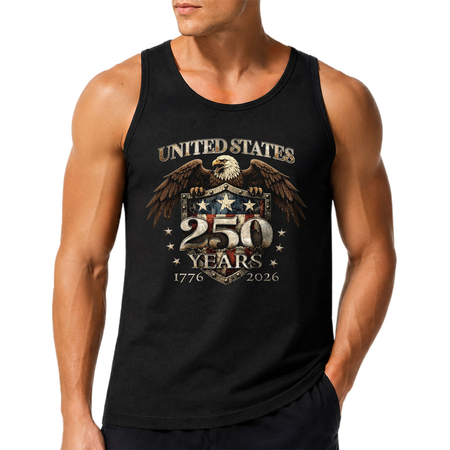 United States 1776-2026 Men Tank Top Patriotic 250 Years Bald Eagle American Flag Shield Shirt