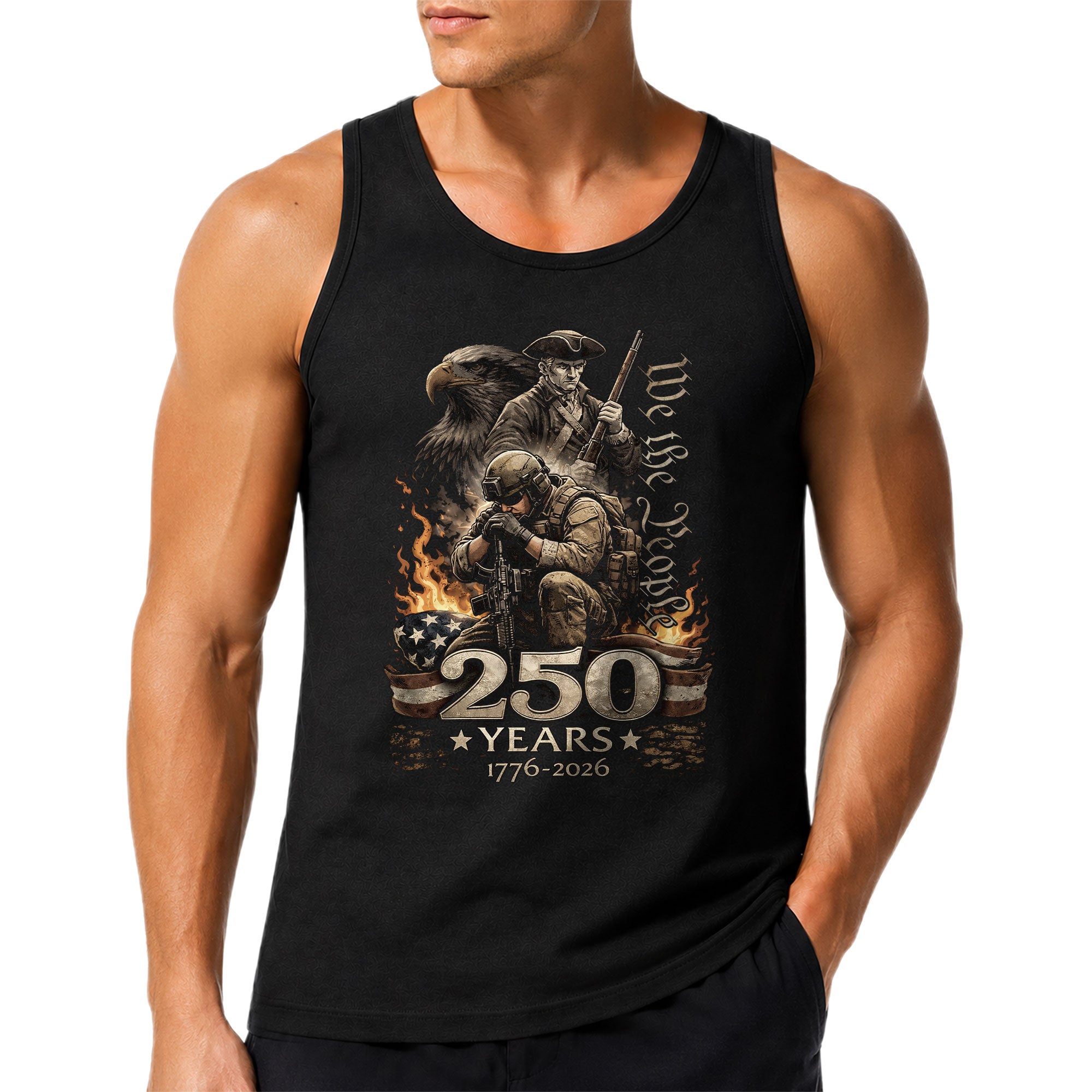 Independence 1776-2026 Men Tank Top Patriotic 250 Years Soldier We The People Veteran Shirt