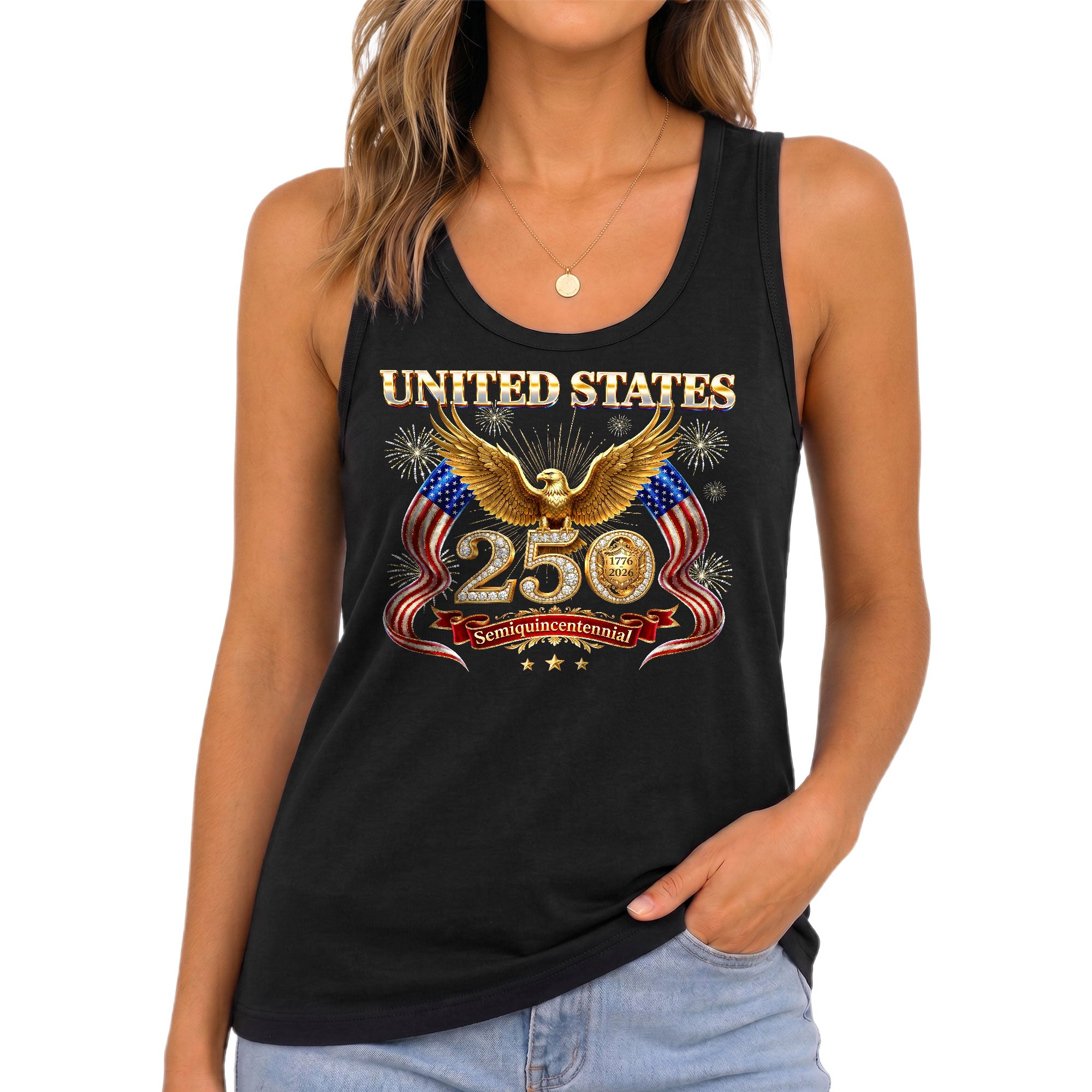 US 1776 2026 Tank Top Women Patriotic Eagle American Flag 250th Anniversary Shirt