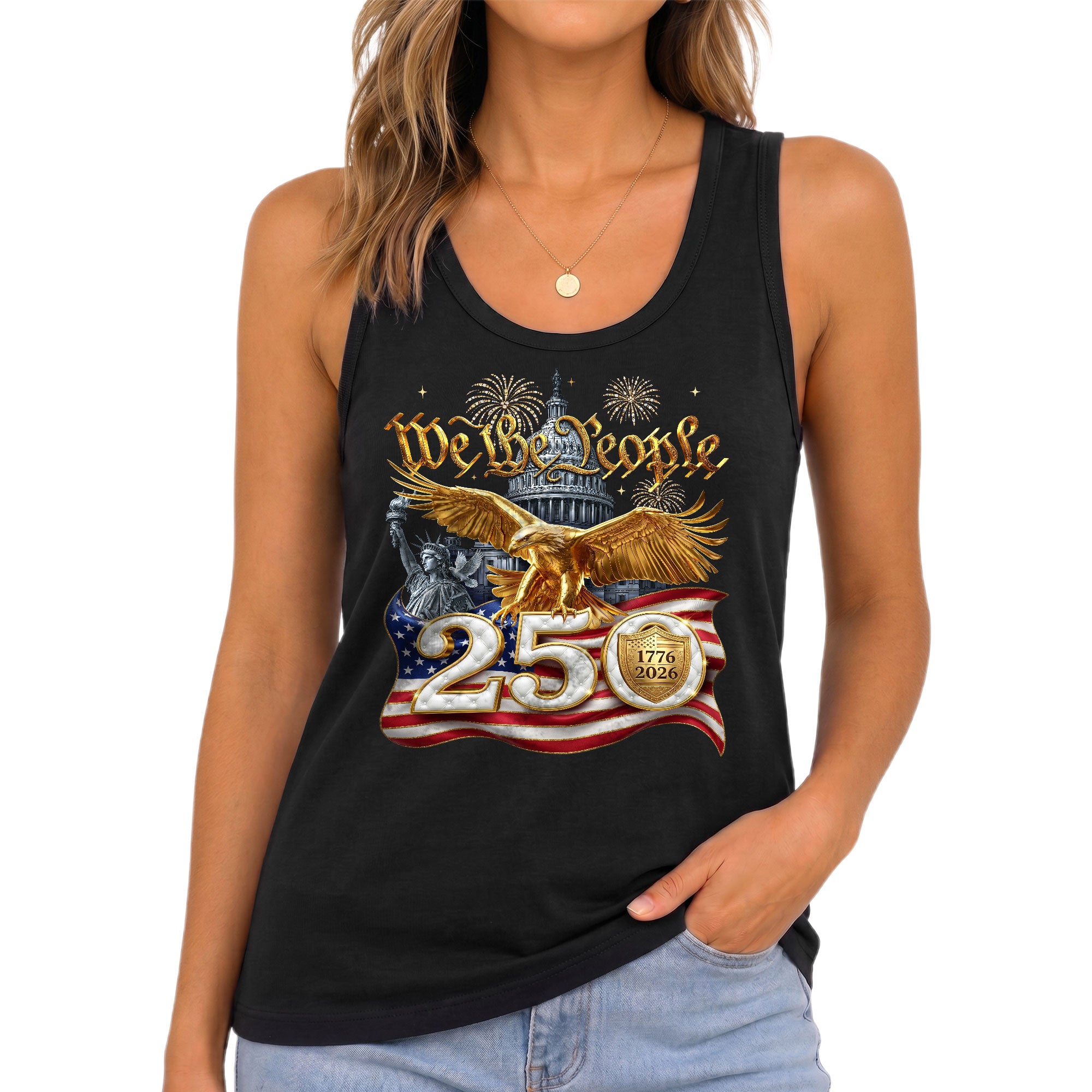 We The People Tank Top Women Patriotic US 1776 2026 Eagle 250th Anniversary Shirt