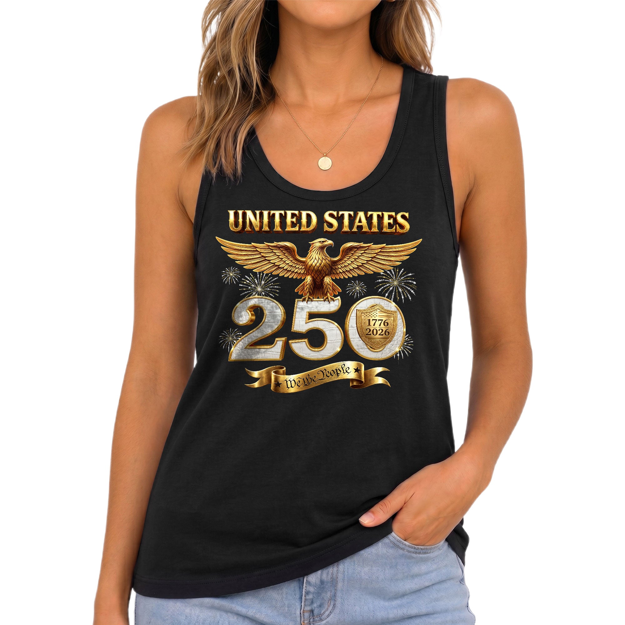 United States Tank Top Women Patriotic Eagle 1776 2026 We The People 250th Shirt