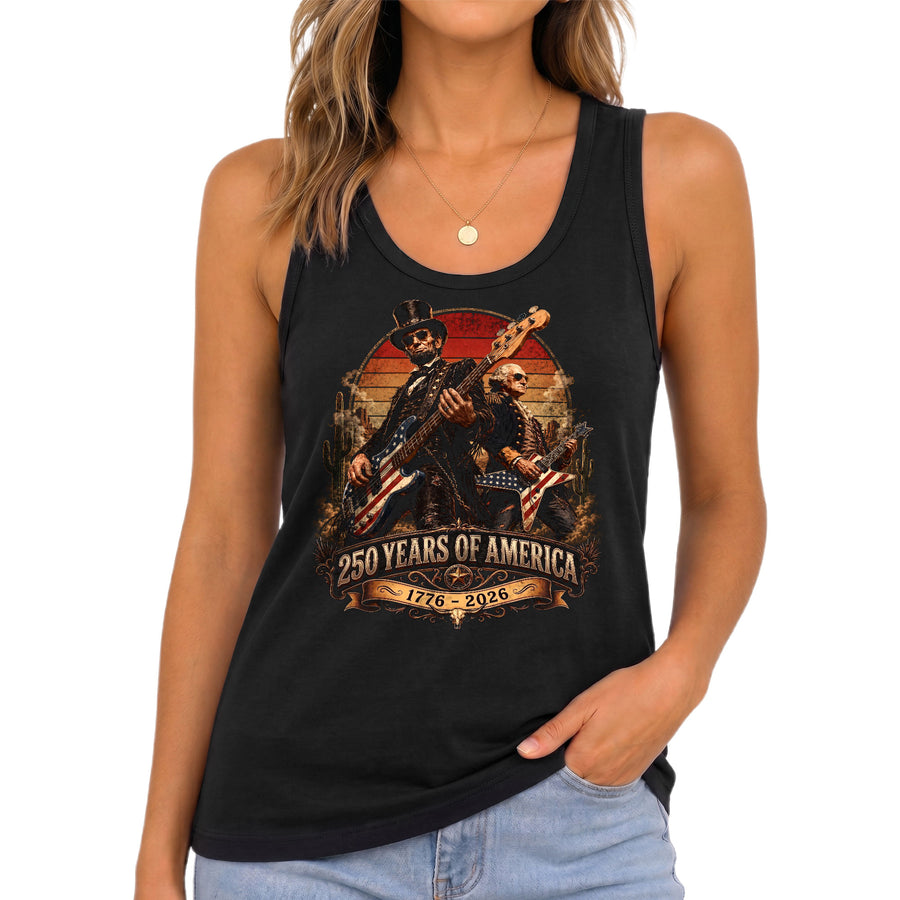 Lincoln Women Tank Top 250 Years of America Patriotic Presidents Rock Guitarist 1776 Shirt