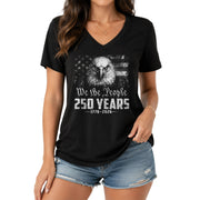 Women's V-Neck Graphic T-Shirt Eagle 1776-2026 Patriotic Design We The People Top