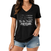 Women's Statue of Liberty V-Neck Tee "We The People" 1776-2026 Patriotic Apparel