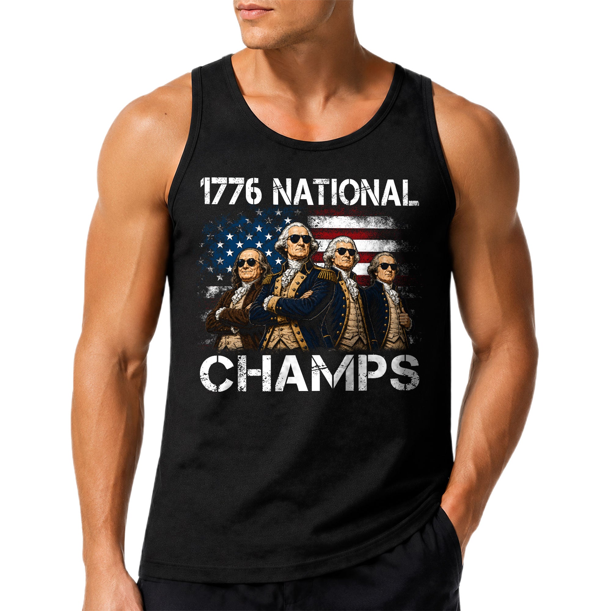1776 National Champs Men’s Tank Top - Patriotic Founding Fathers Graphic Sleeveless Tee