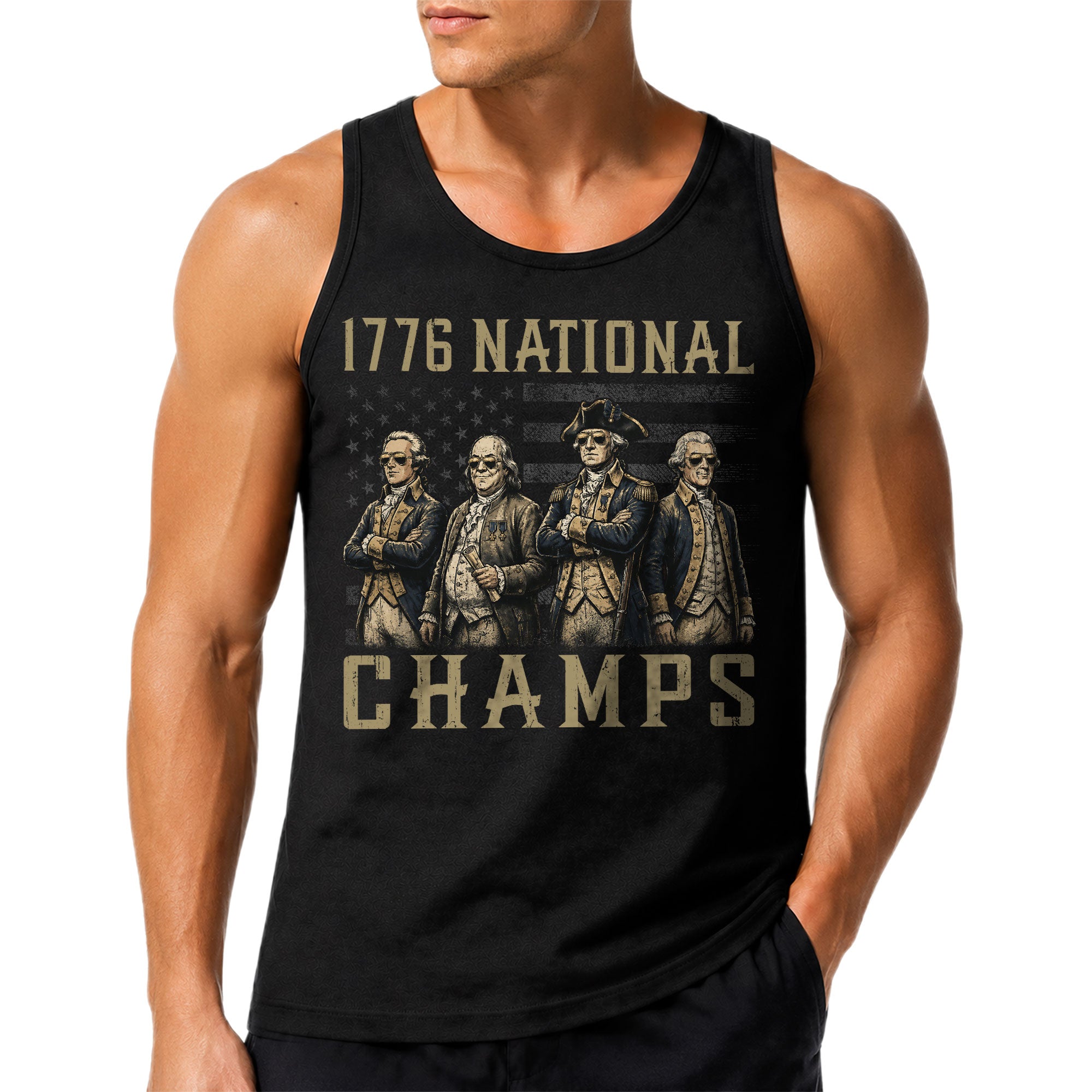 Men’s 1776 National Champs Tank Top - Vintage American History Style Sleeveless Shirt