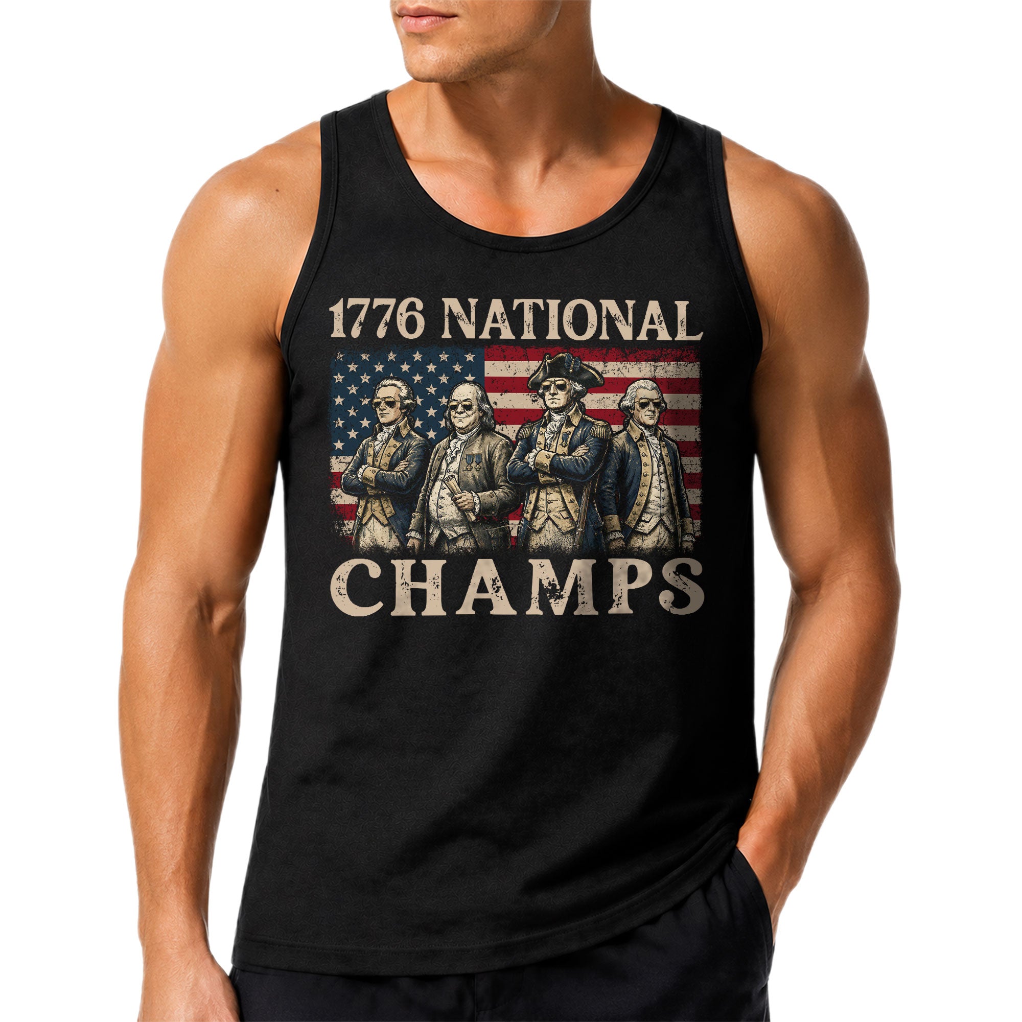 Patriotic 1776 National Champs Tank Top - Founding Fathers American Flag Print Shirt