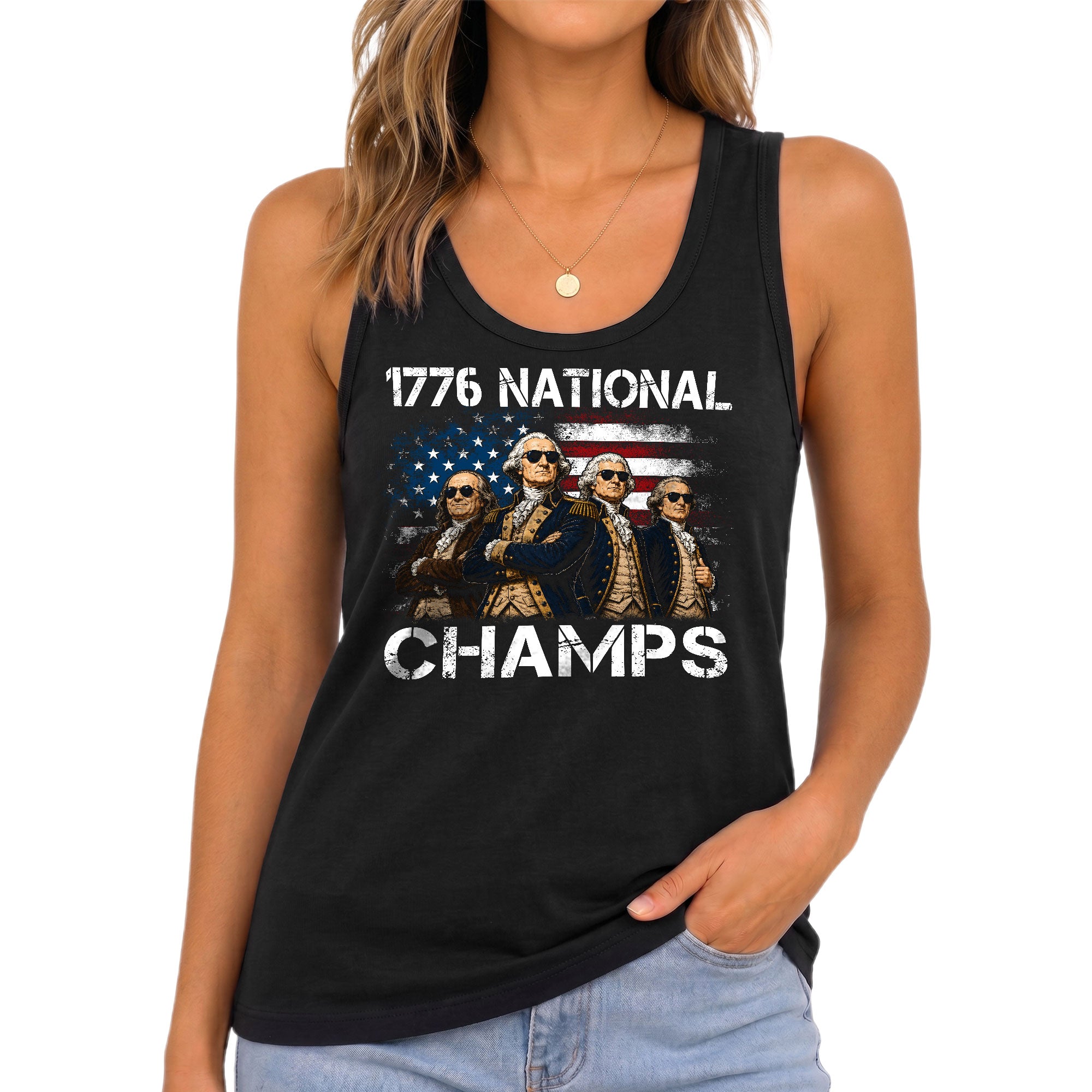 1776 National Champs Women’s Tank Top - Vintage Founding Fathers American Flag Design
