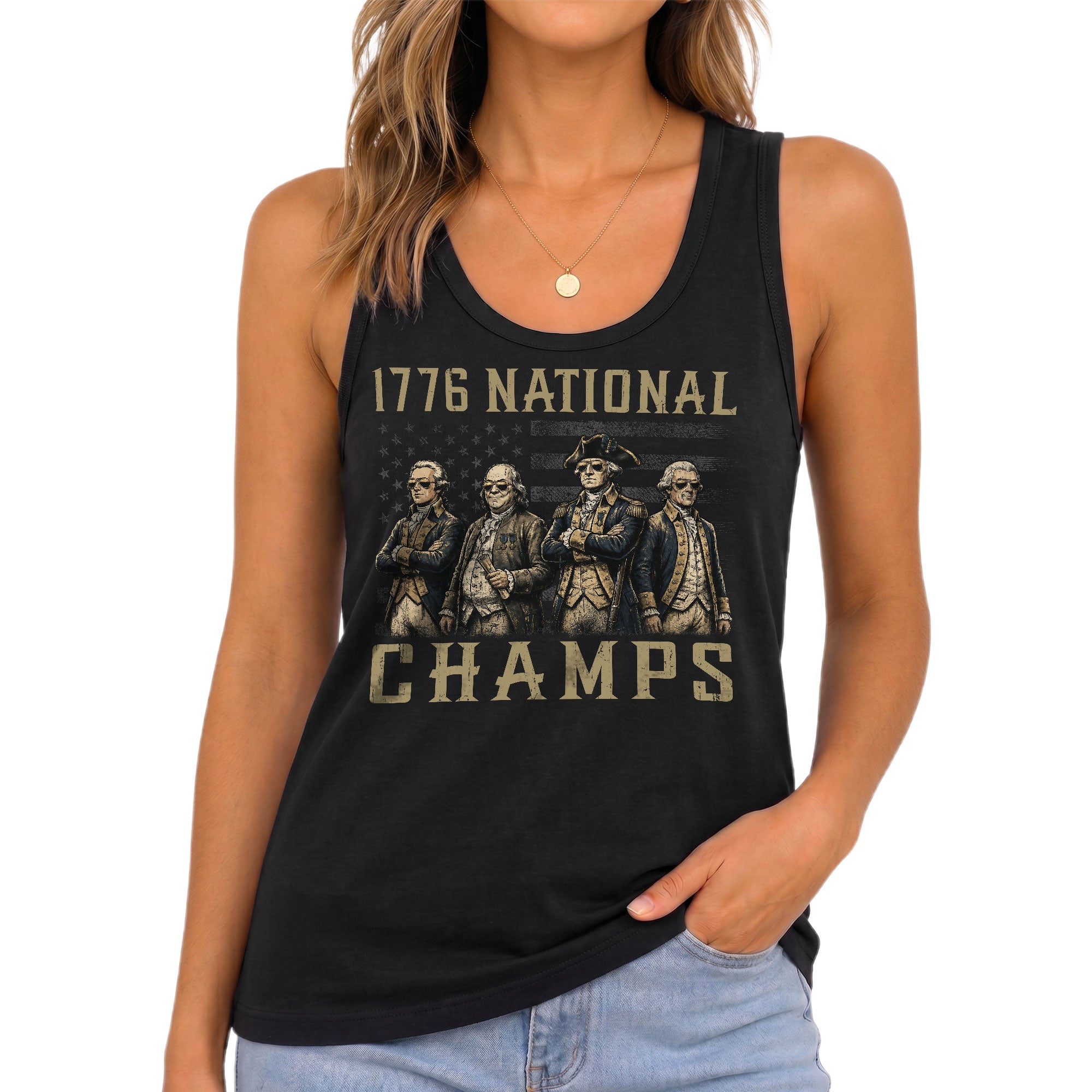 Women’s 1776 National Champs Tank Top - Patriotic American History Graphic Sleeveless