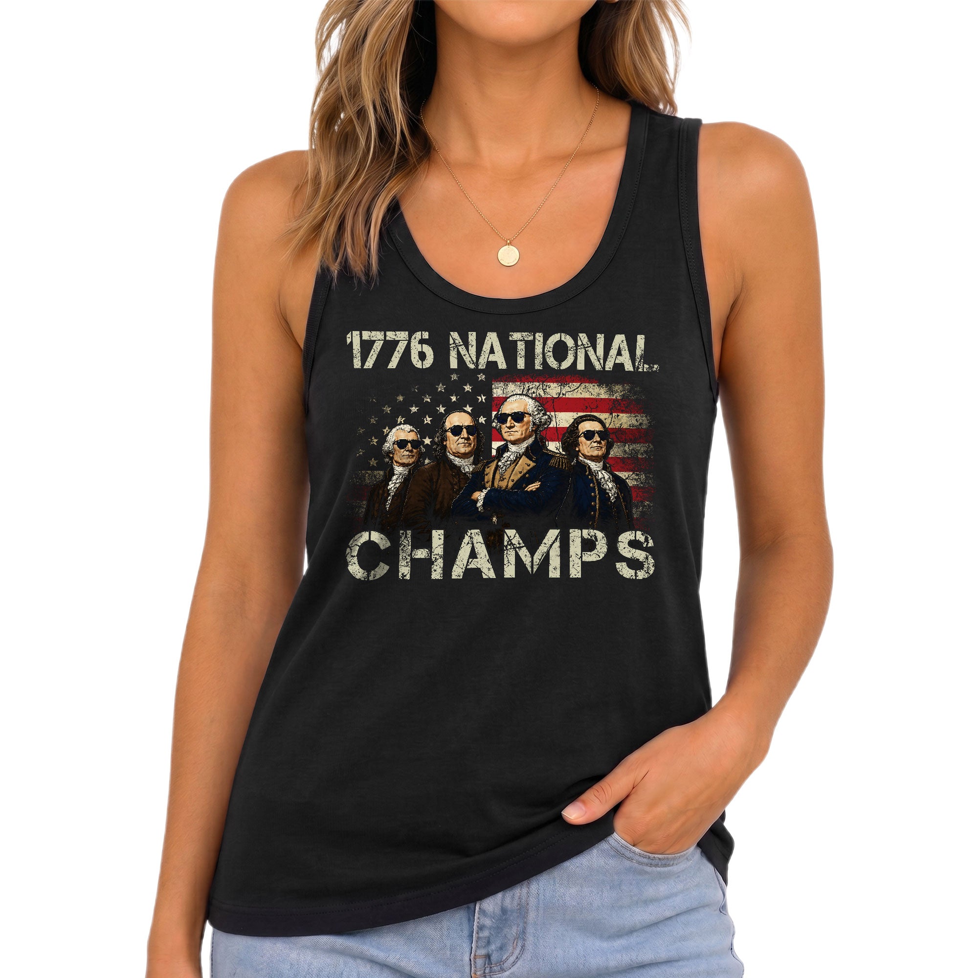 Vintage Style 1776 National Champs Women Tank Top - Patriotic American History Graphic Apparel