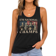 1776 National Champs Black Tank Top for Women - Patriotic American History Graphic Tee