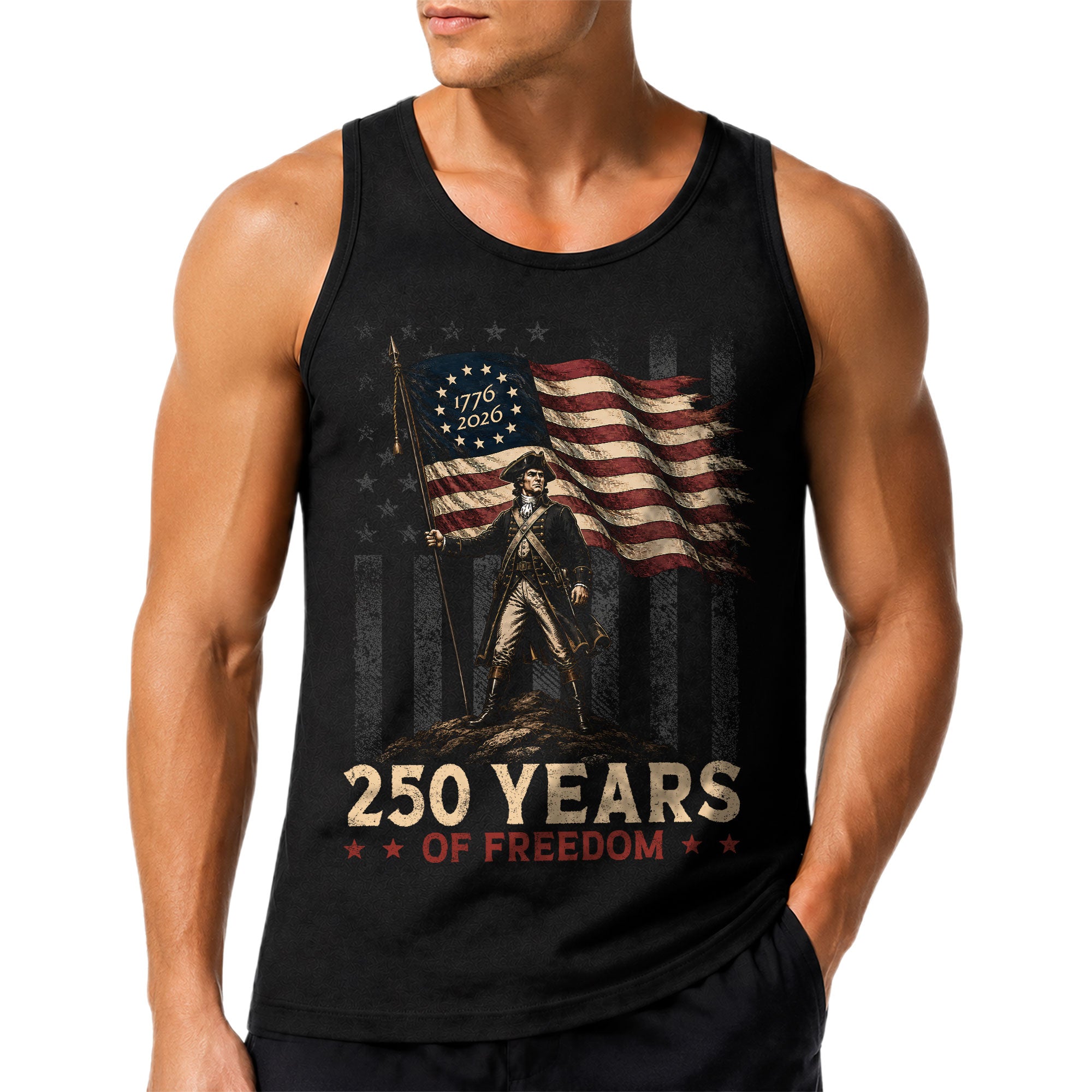 Men Tank Top 250 Years of Freedom Shirt 1776 2026 George Washington Patriotic Tee