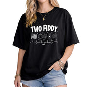 Two Fiddy Fall Shirt Pumpkin Spice Coffee US Flag Fireworks Autumn Graphic