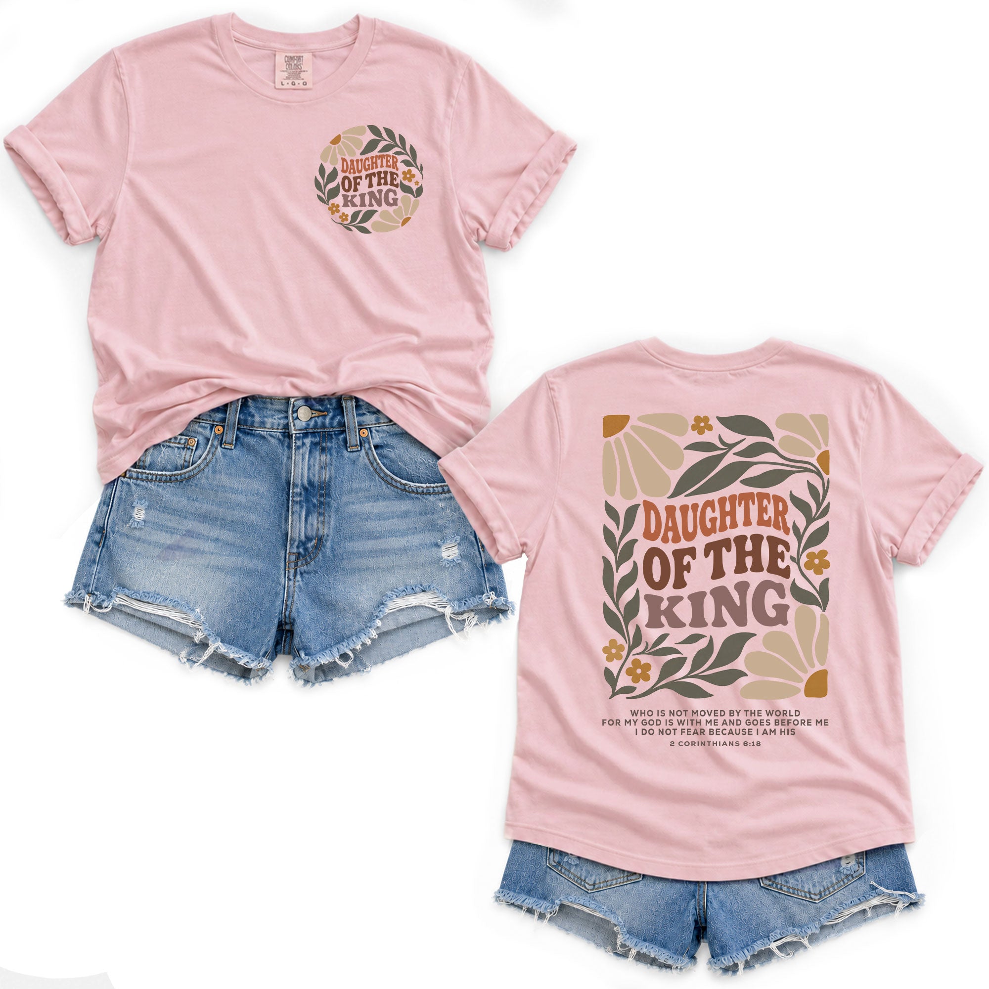 Daughter Of The King Retro Floral 2 Corinthians 6 18 Christian T Shirt Apparel Women