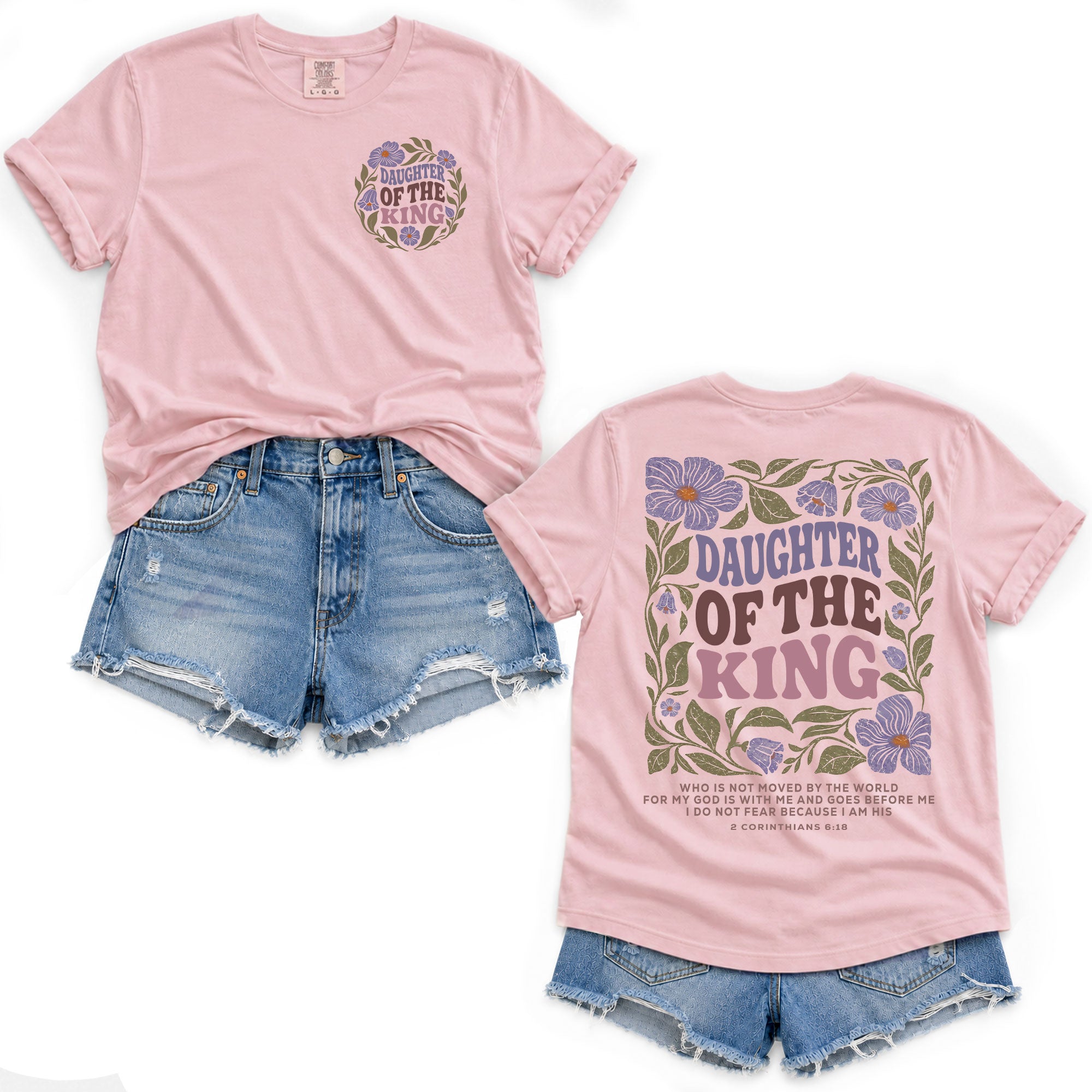 Daughter Of The King Purple Floral 2 Corinthians 6 18 Christian T Shirt Apparel Women