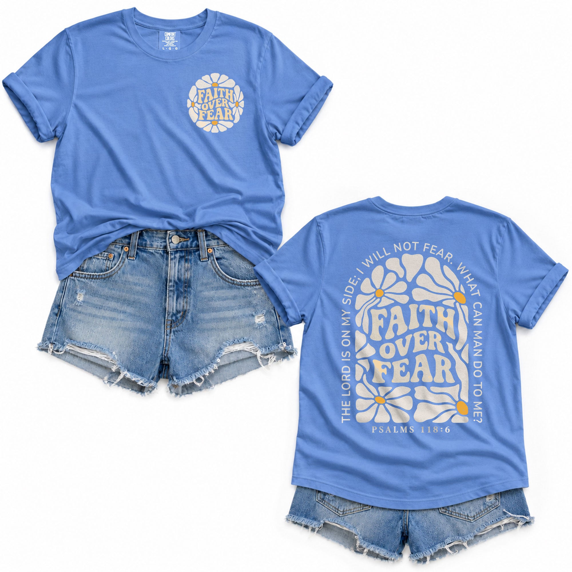 Faith Over Fear Christian Women Shirt Floral Bible Verse Graphic Religious Faith Tee
