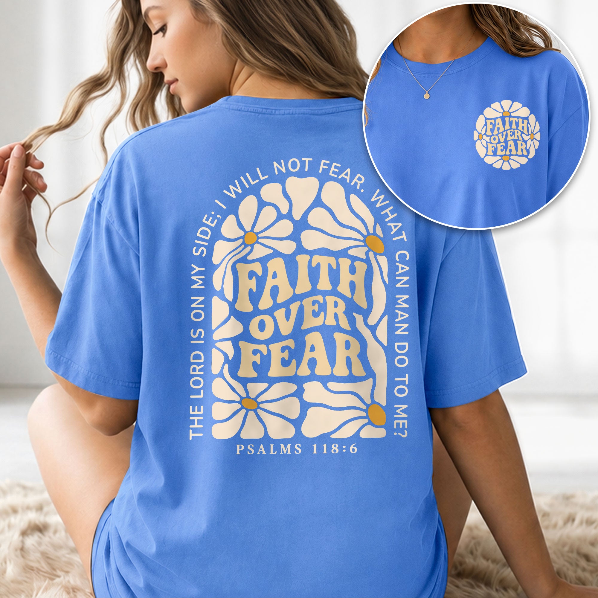 Faith Over Fear Christian Women Shirt Floral Bible Verse Graphic Religious Faith Tee