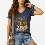 We The People 250 Year Anniversary T Shirt Patriotic American V Neck Graphic Tee Unisex