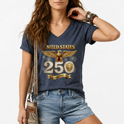 United States 250 Year Anniversary T Shirt We The People Patriotic V Neck Graphic Tee