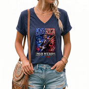 Vintage Abraham Lincoln Rocker V-neck Shirt - Patriotic USA 1776-2026 Graphic Apparel