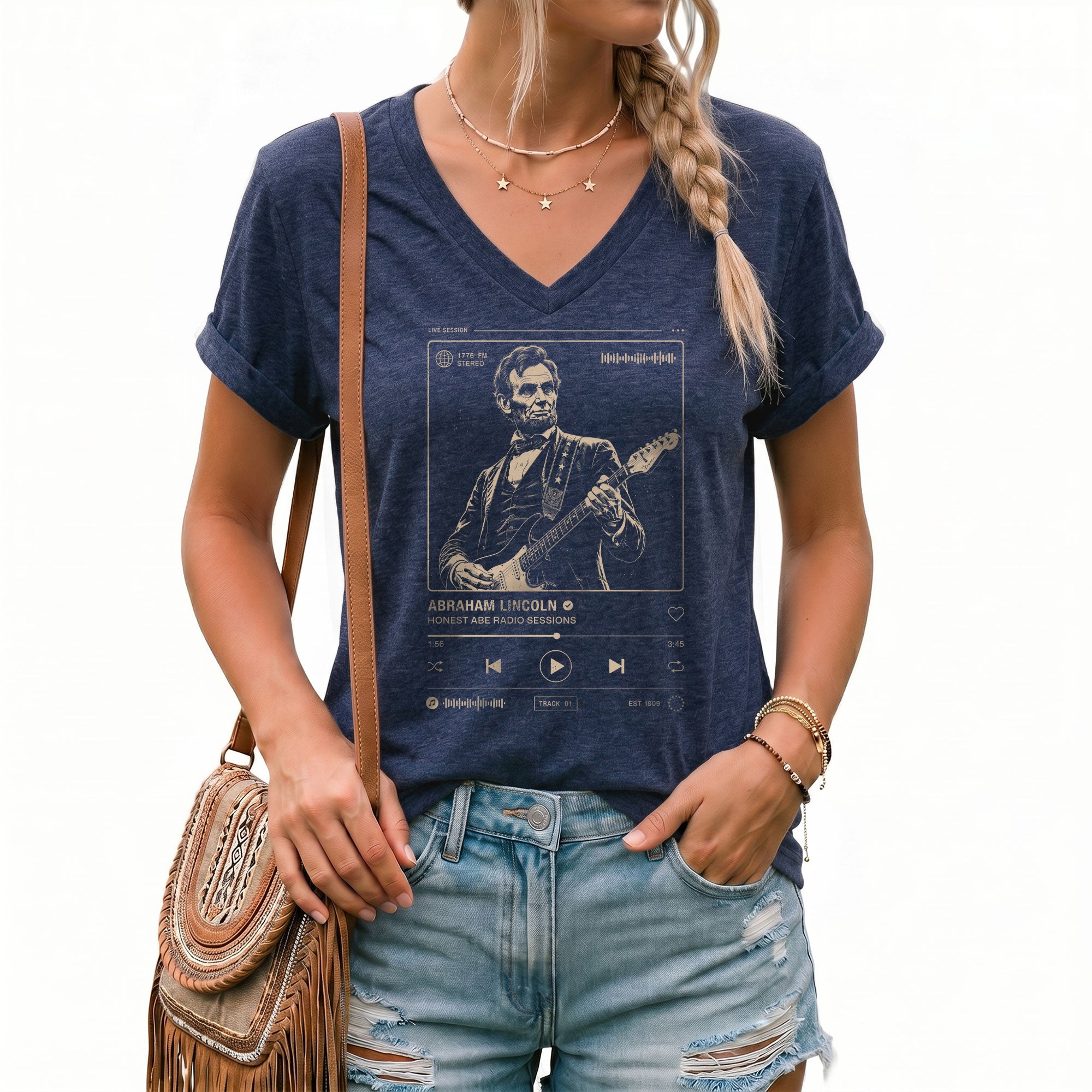 Abraham Lincoln Honest Abe Radio Sessions V-neck Shirt - Music Graphic Apparel Tee