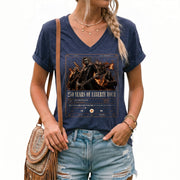 Historic Liberty Tour Rock Band V-neck Shirt - Patriotic American Graphic Apparel Tee