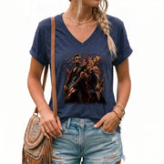 Iconic Presidents Rocking Out V-neck Shirt - Patriotic Vintage Musical Graphic Tee
