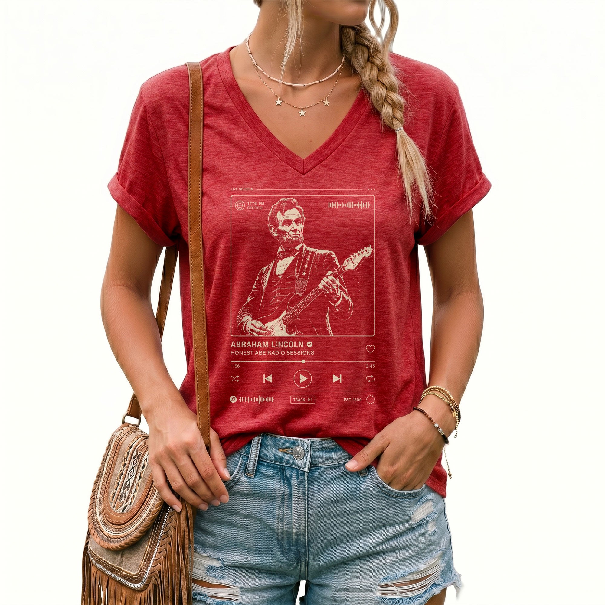 Abraham Lincoln Honest Abe Radio Sessions V-neck Shirt - Music Graphic Apparel Tee