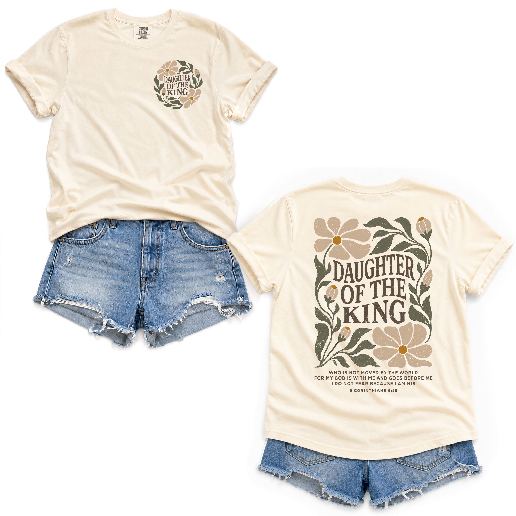 Daughter Of The King Floral 2 Corinthians 6 18 Christian T Shirt Apparel Top Women