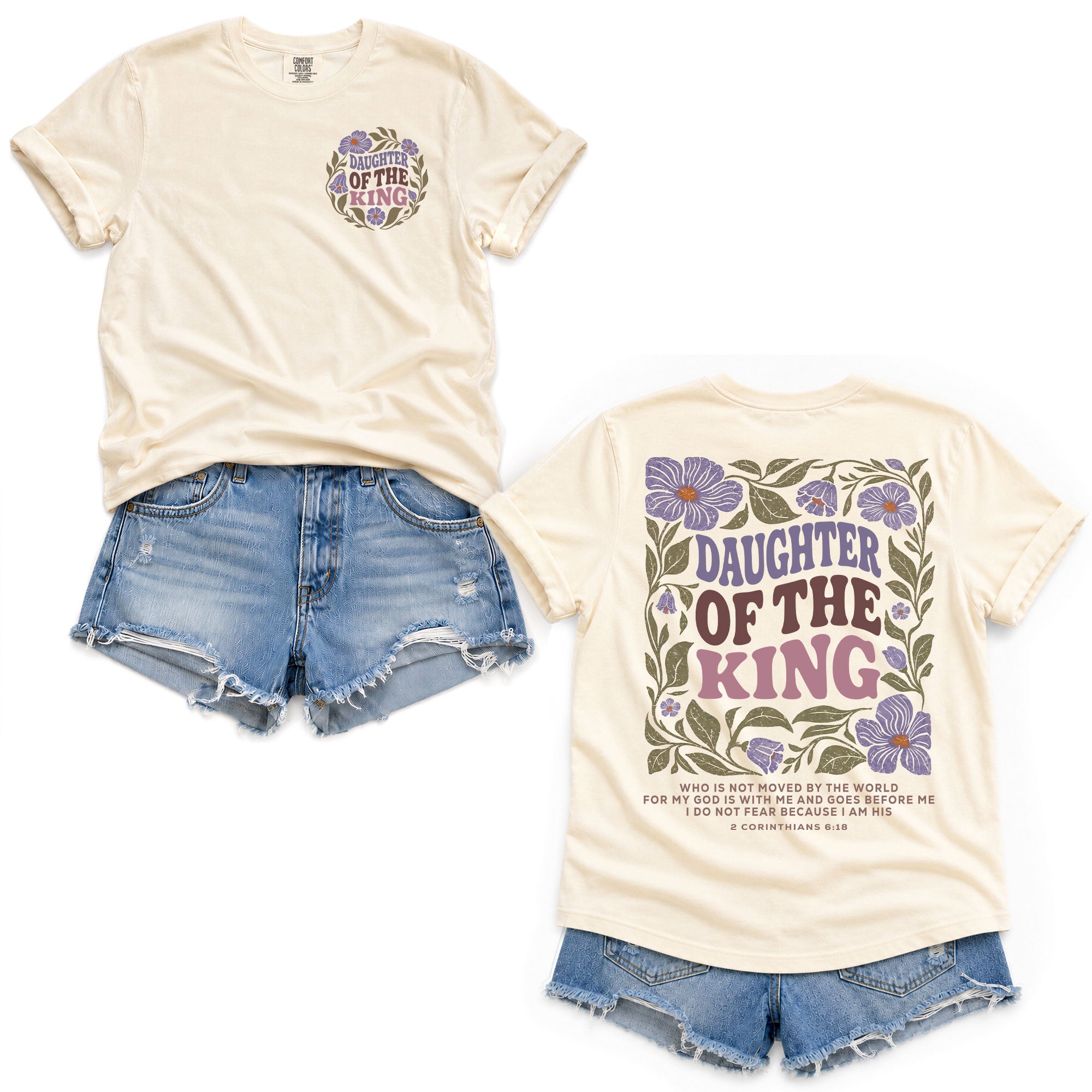 Daughter Of The King Purple Floral 2 Corinthians 6 18 Christian T Shirt Apparel Women