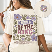 Daughter Of The King Purple Floral 2 Corinthians 6 18 Christian T Shirt Apparel Women - Rust Field Wear