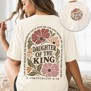 Daughter Of The King T-Shirt Christian Retro Floral Bible Verse Women Graphic Tee - Rust Field Wear