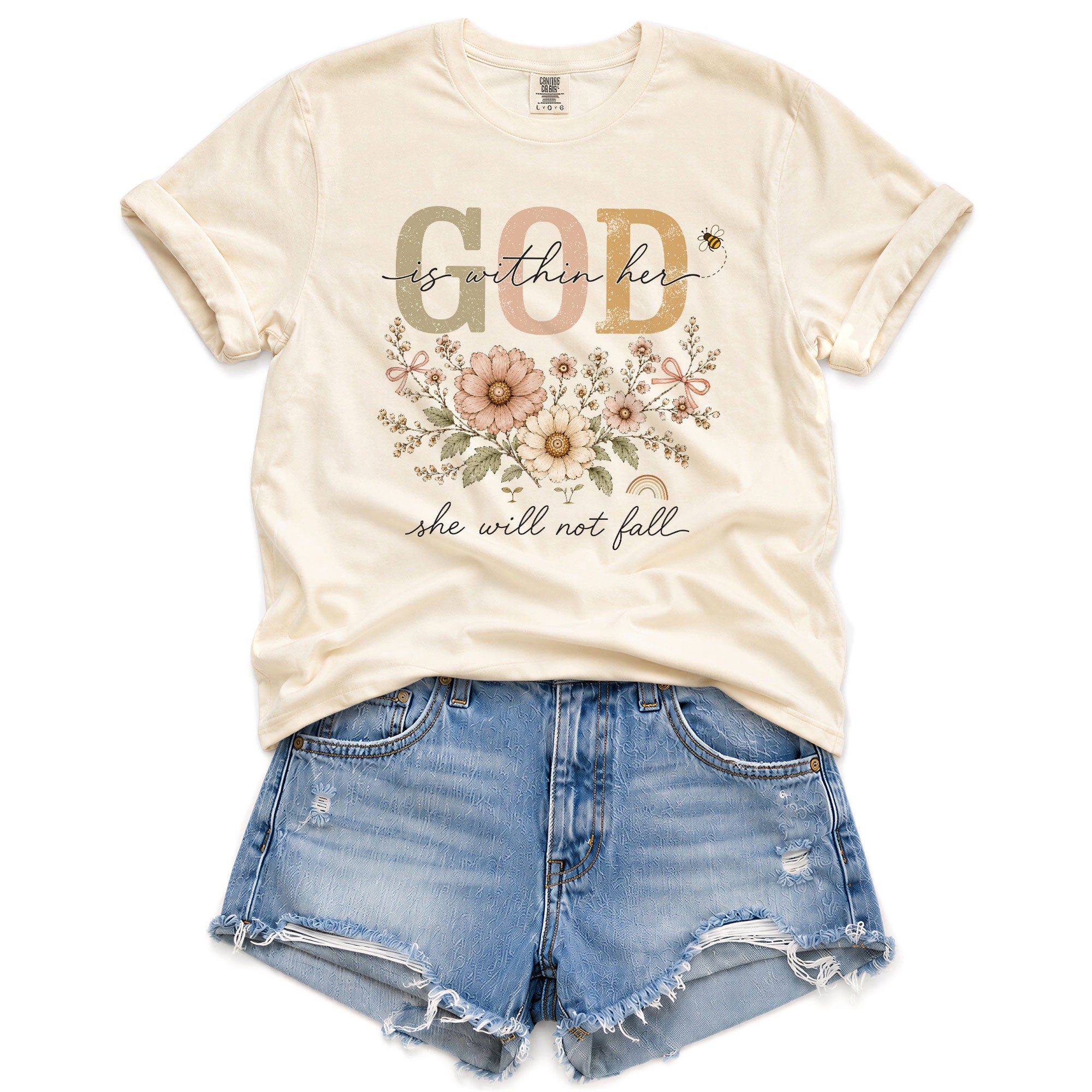 God Is Within Her She Will Not Fall Shirt Daisy Bee Christian Psalm 46 5 Graphic Tee
