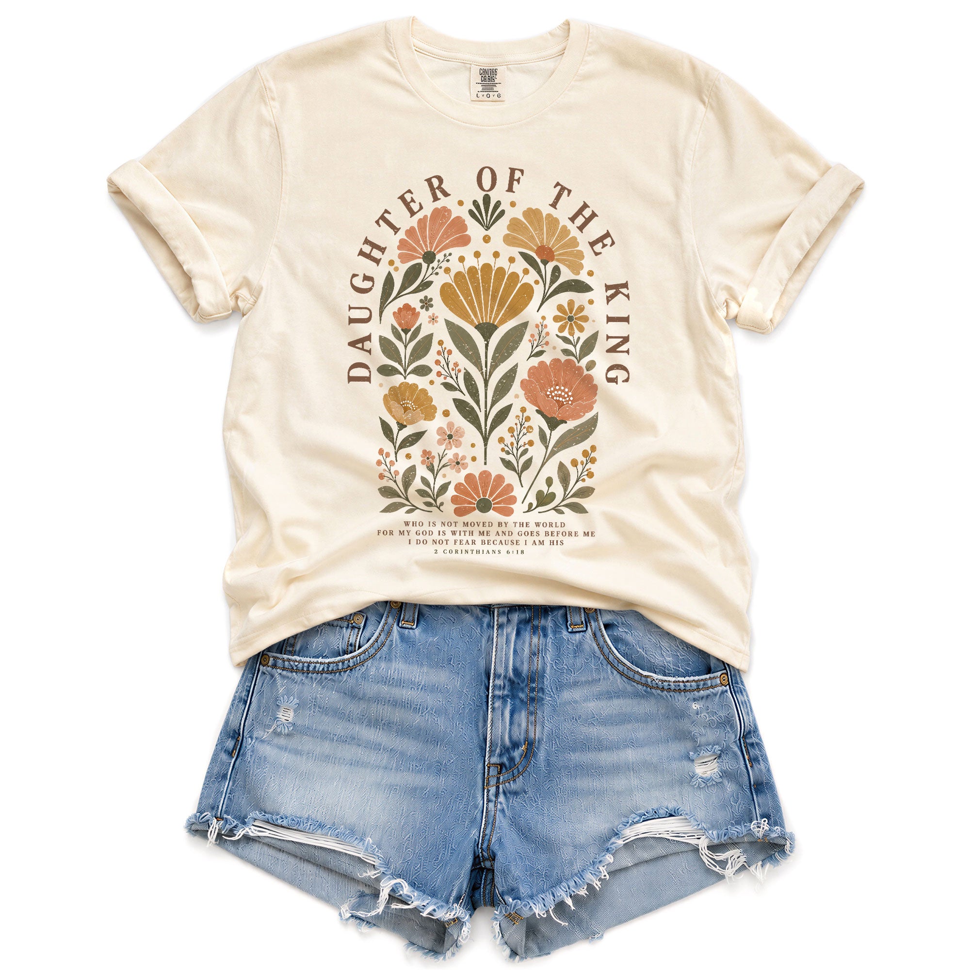 Daughter Of The King Shirt Floral Christian 2 Corinthians 6 18 Faith Graphic Tee