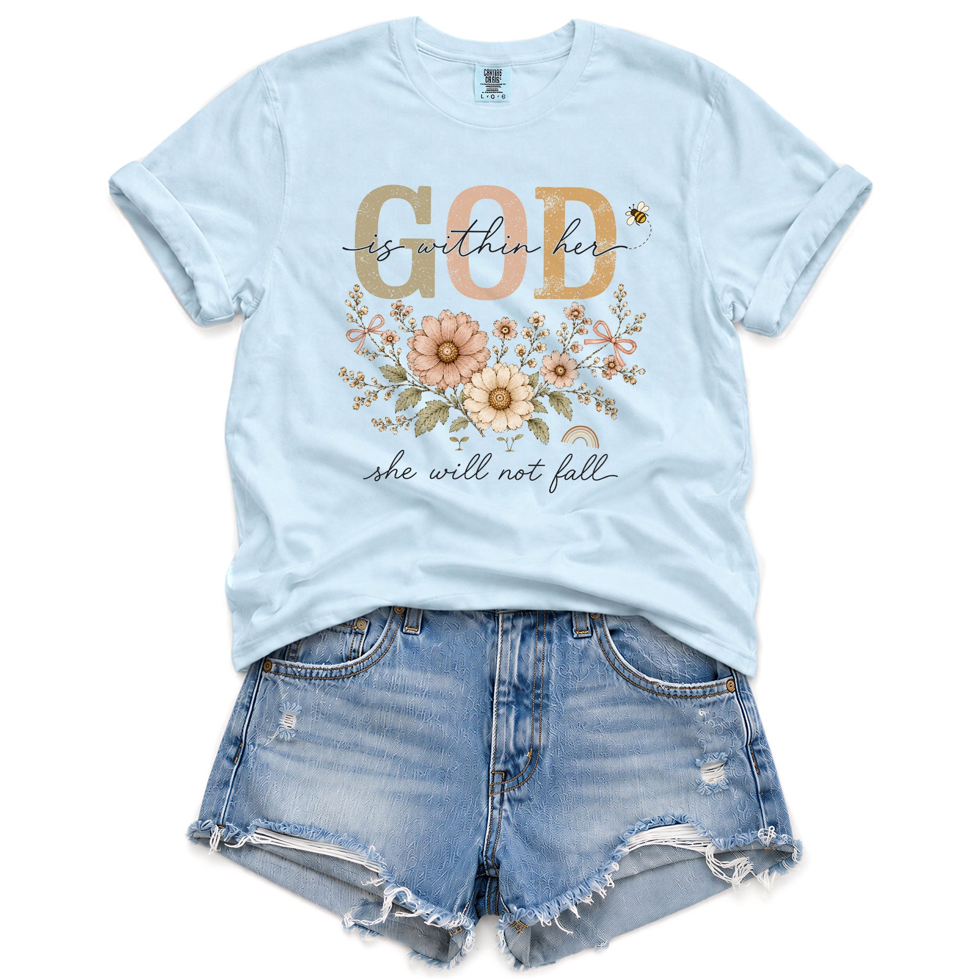 God Is Within Her She Will Not Fall Shirt Daisy Bee Christian Psalm 46 5 Graphic Tee