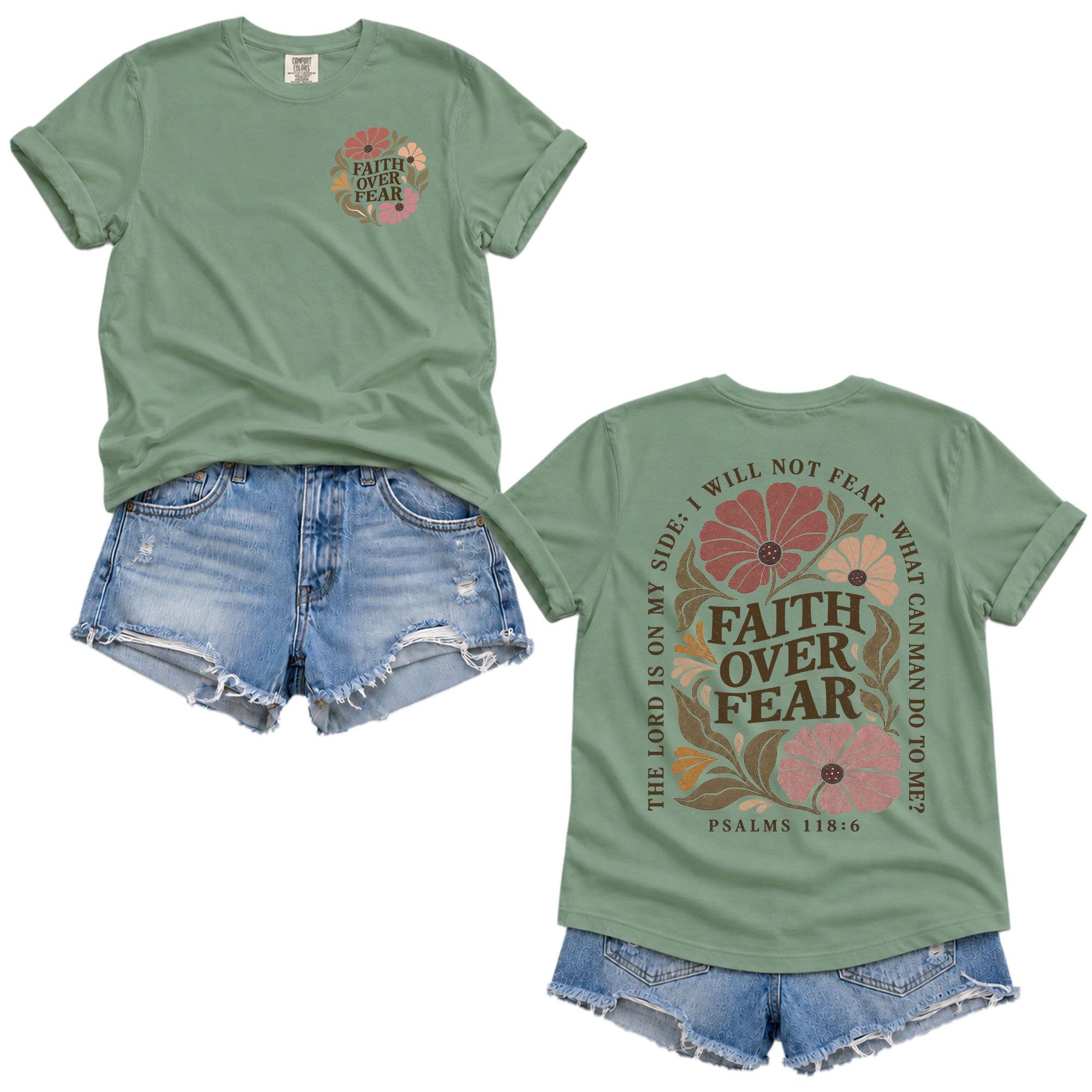 Faith Over Fear Floral Christian Women Shirt Scripture Inspired Faith Graphic Tee