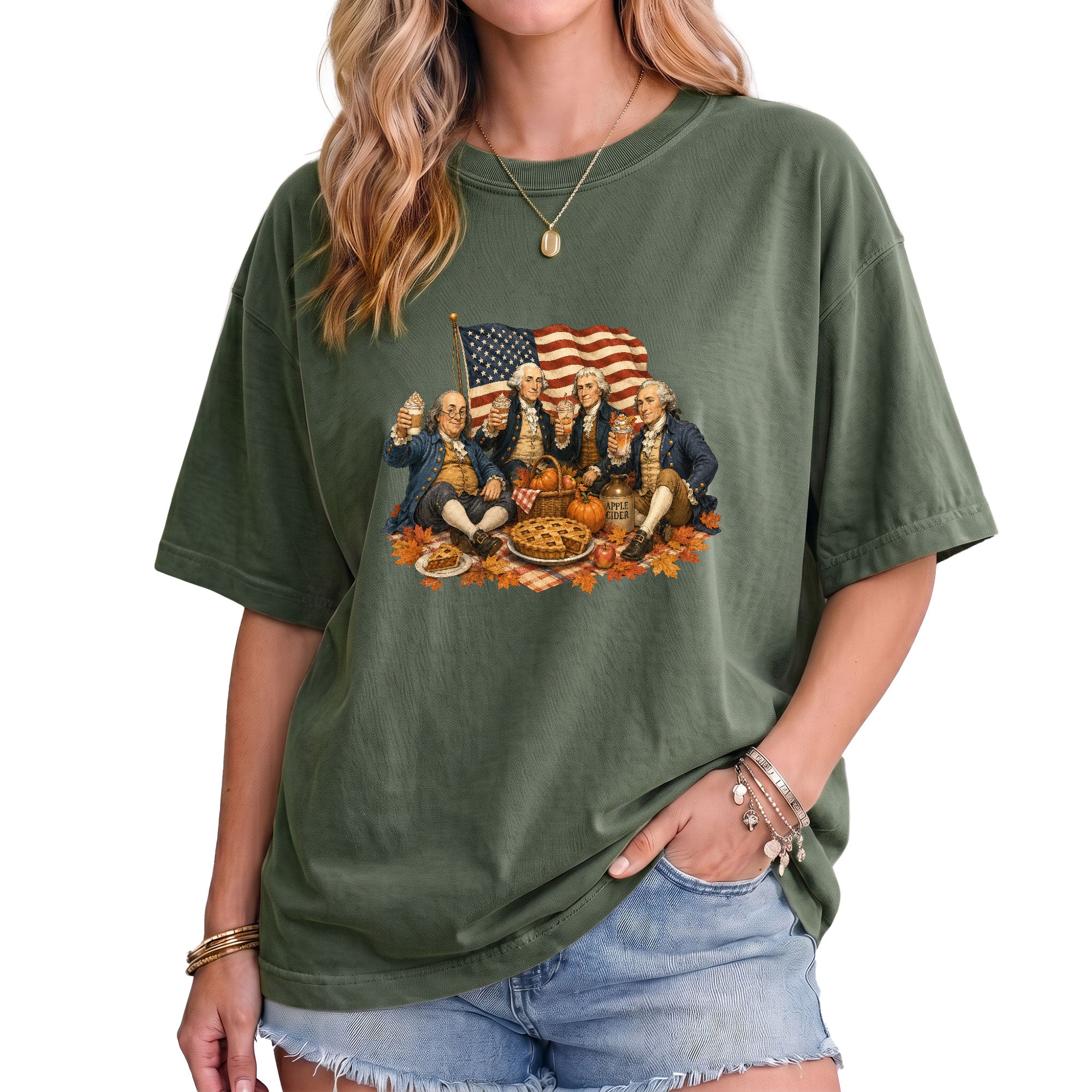 Vintage Founding Fathers Fall T-Shirt - Patriotic Harvest Graphic Tee for Autumn Lovers