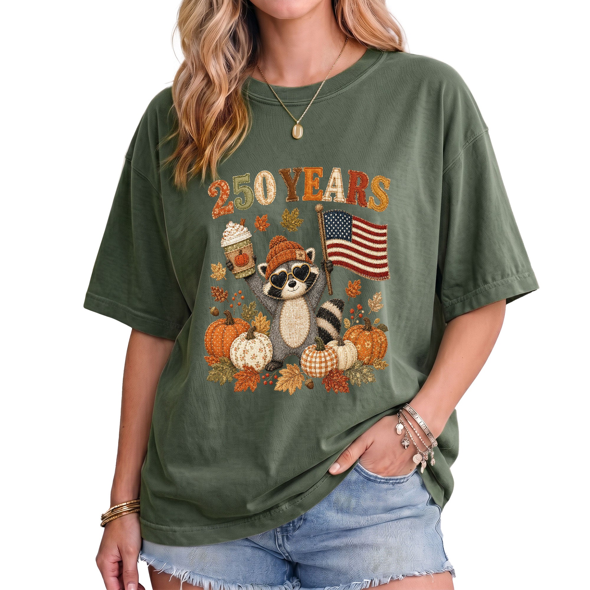 Vintage Style Raccoon 250 Years Fall Shirt: Cozy Pumpkin Autumn Seasonal Graphic Tee