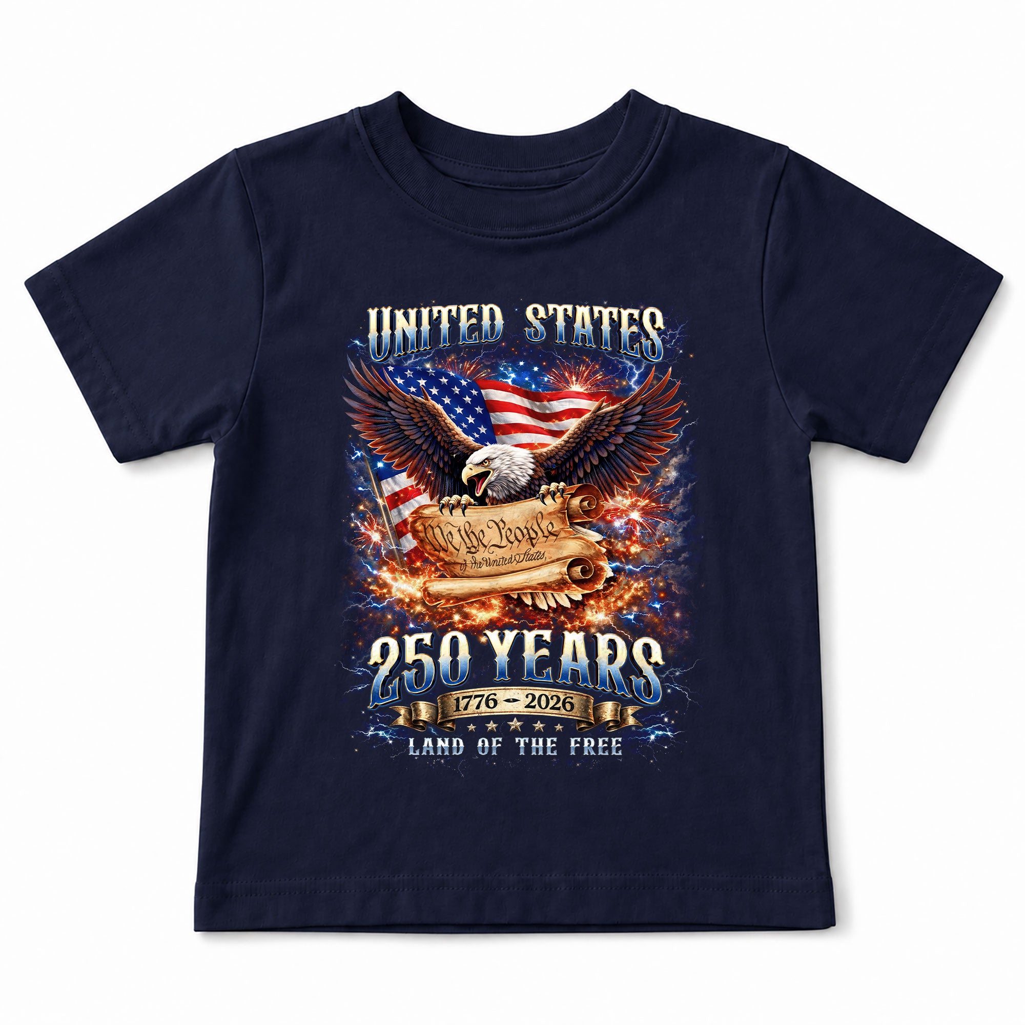 Kids United States 250 Years T-Shirt We The People Eagle Patriotic Tee 1776–2026