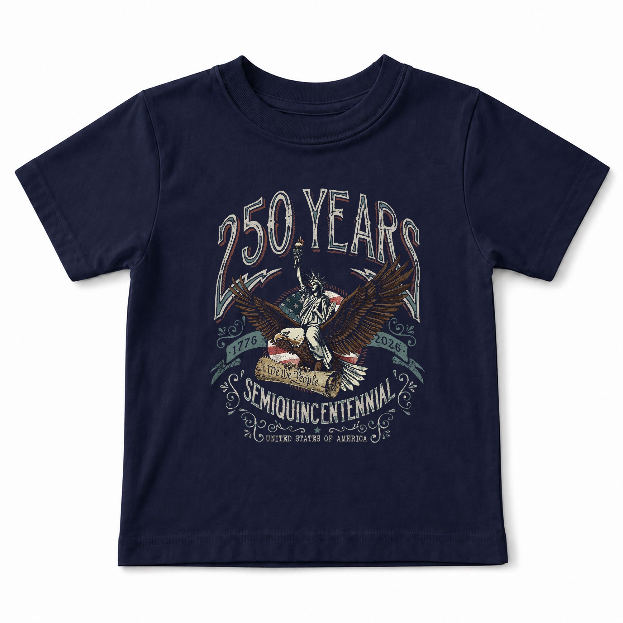Kids 250 Years T-Shirt We The People Eagle Liberty Patriotic USA Tee 1776–2026