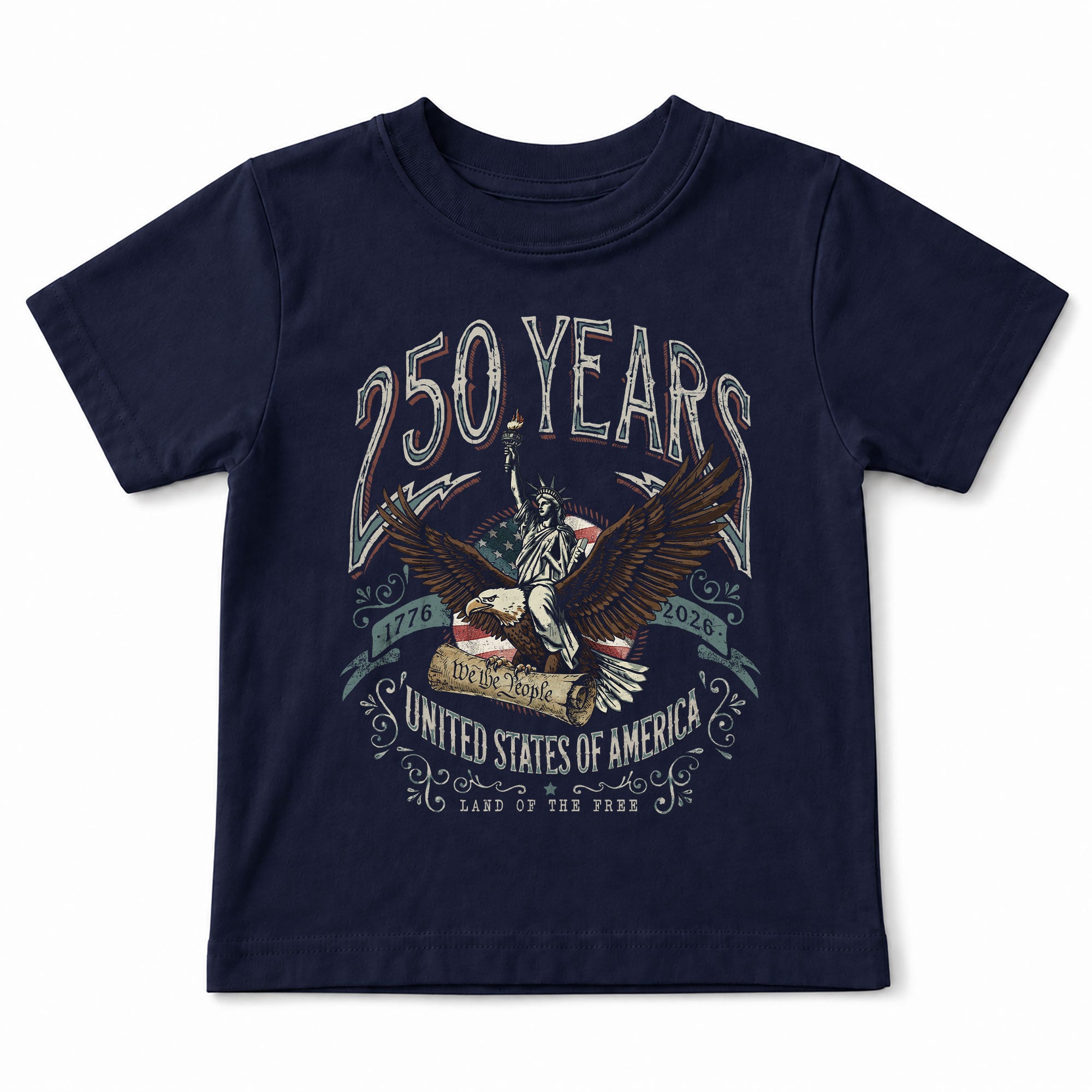 Kids 250 Years T-Shirt We The People Eagle Liberty Patriotic USA Tee 1776–2026