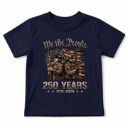 250 Years Kids T-Shirt Revolutionary Soldier Patriotic American Flag 1776-2026 Youth
