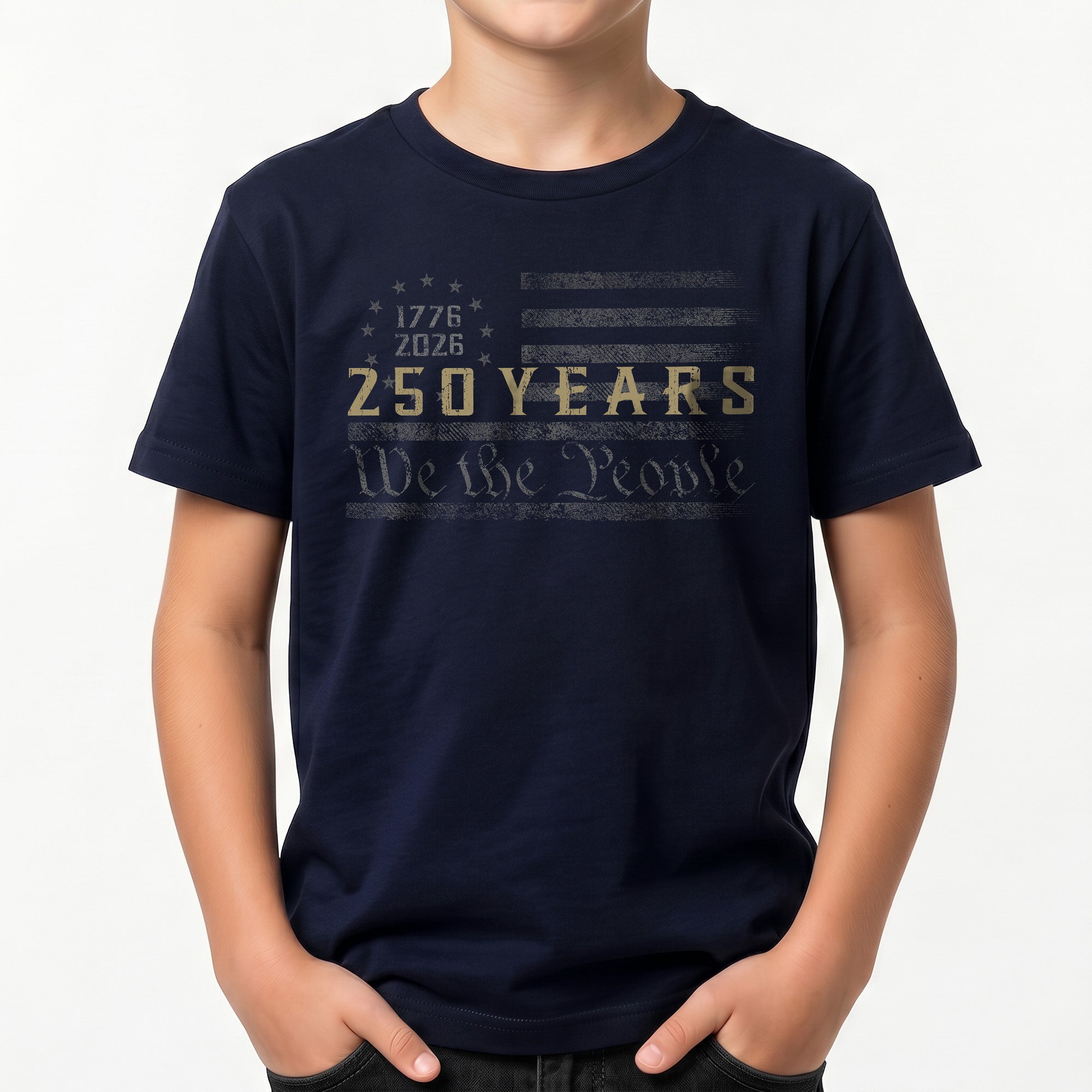 250 Years Kids T-Shirt We The People Betsy Ross American Flag 1776-2026 Youth Tee