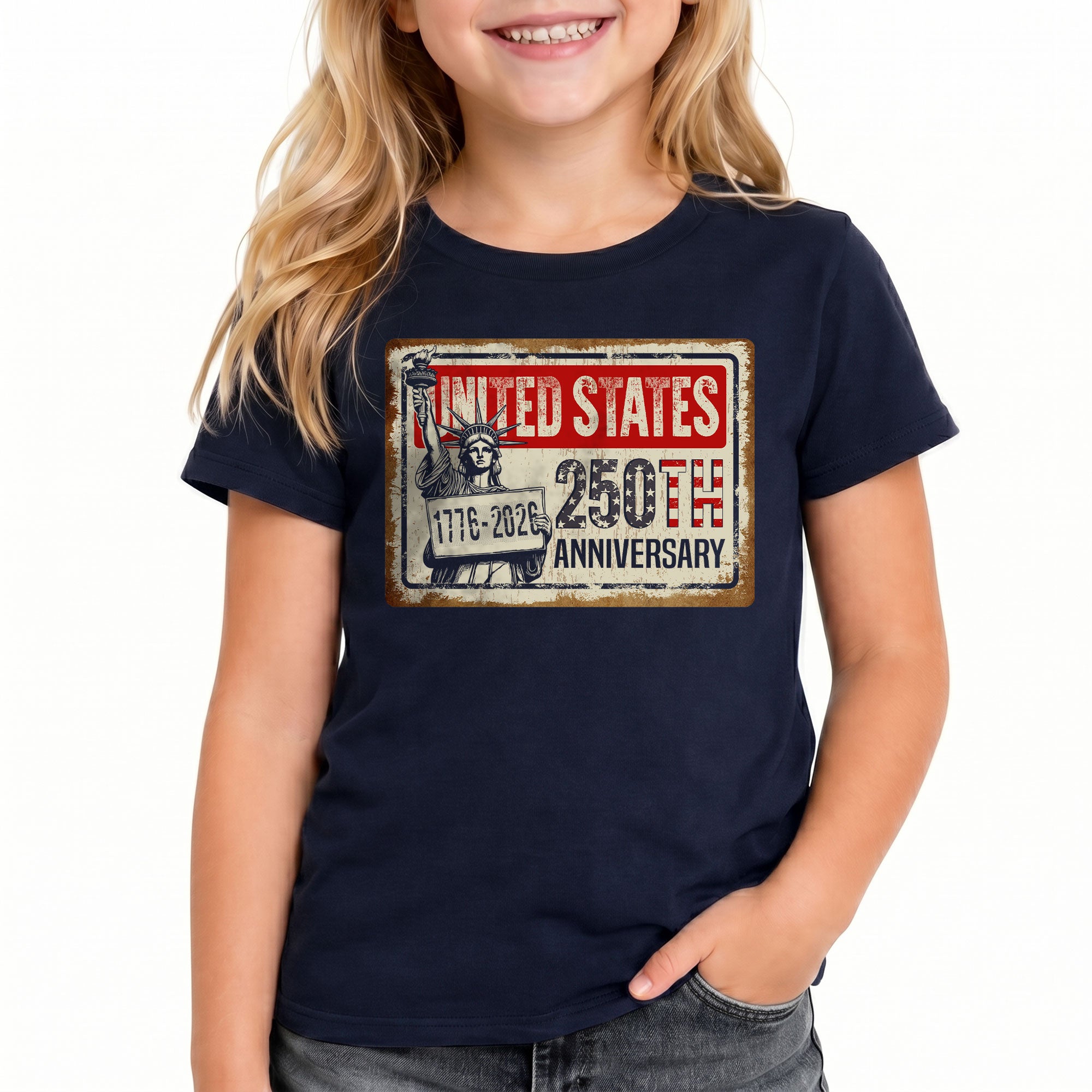 Kids United States 250th Anniversary T-Shirt 1776–2026 Patriotic Freedom Youth Tee