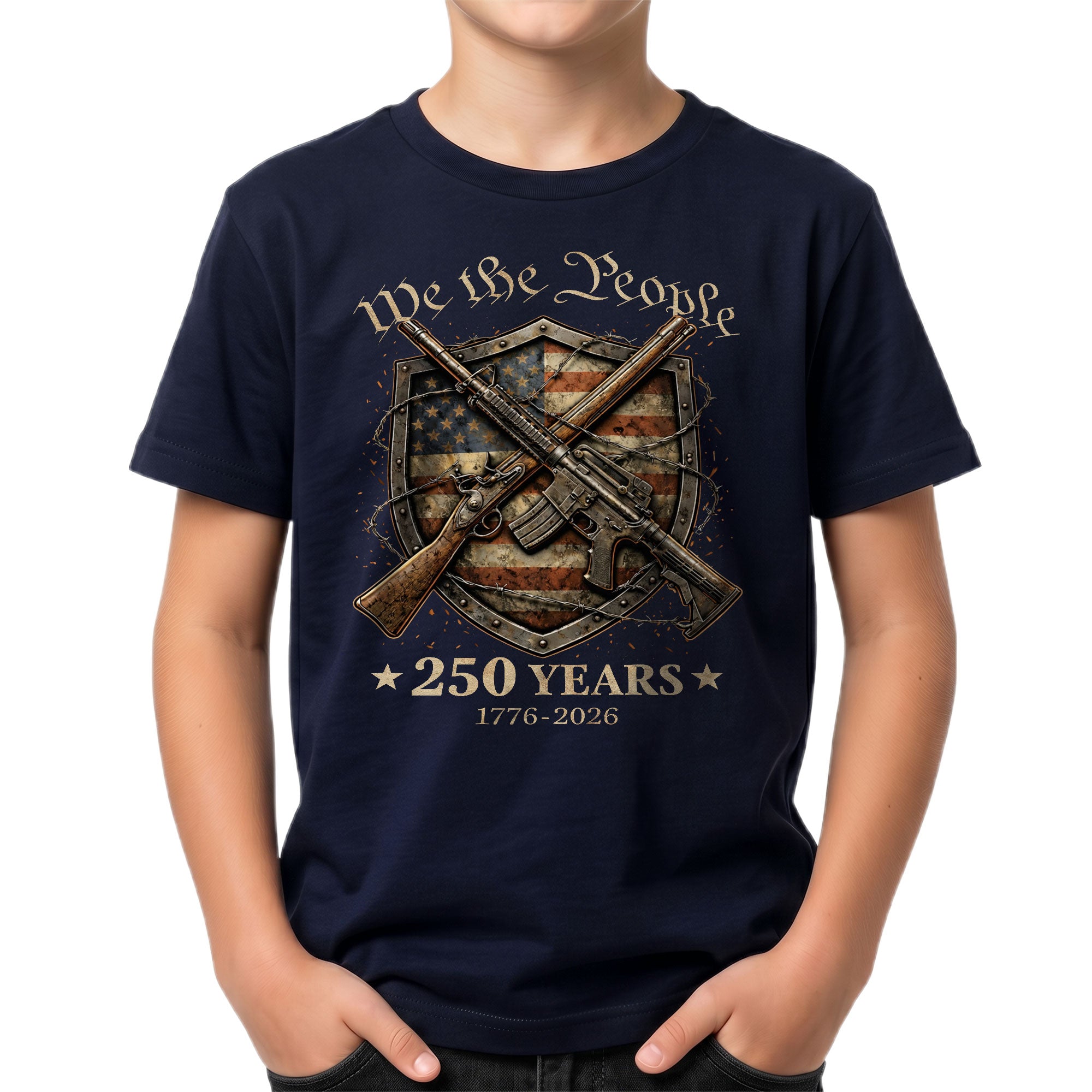 We The People 250 Years Kids T-Shirt 1776–2026 Patriotic USA Freedom Youth Tee