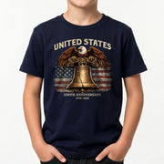 Kids United States 250th Anniversary T-Shirt 1776–2026 Liberty Bell Patriotic Tee