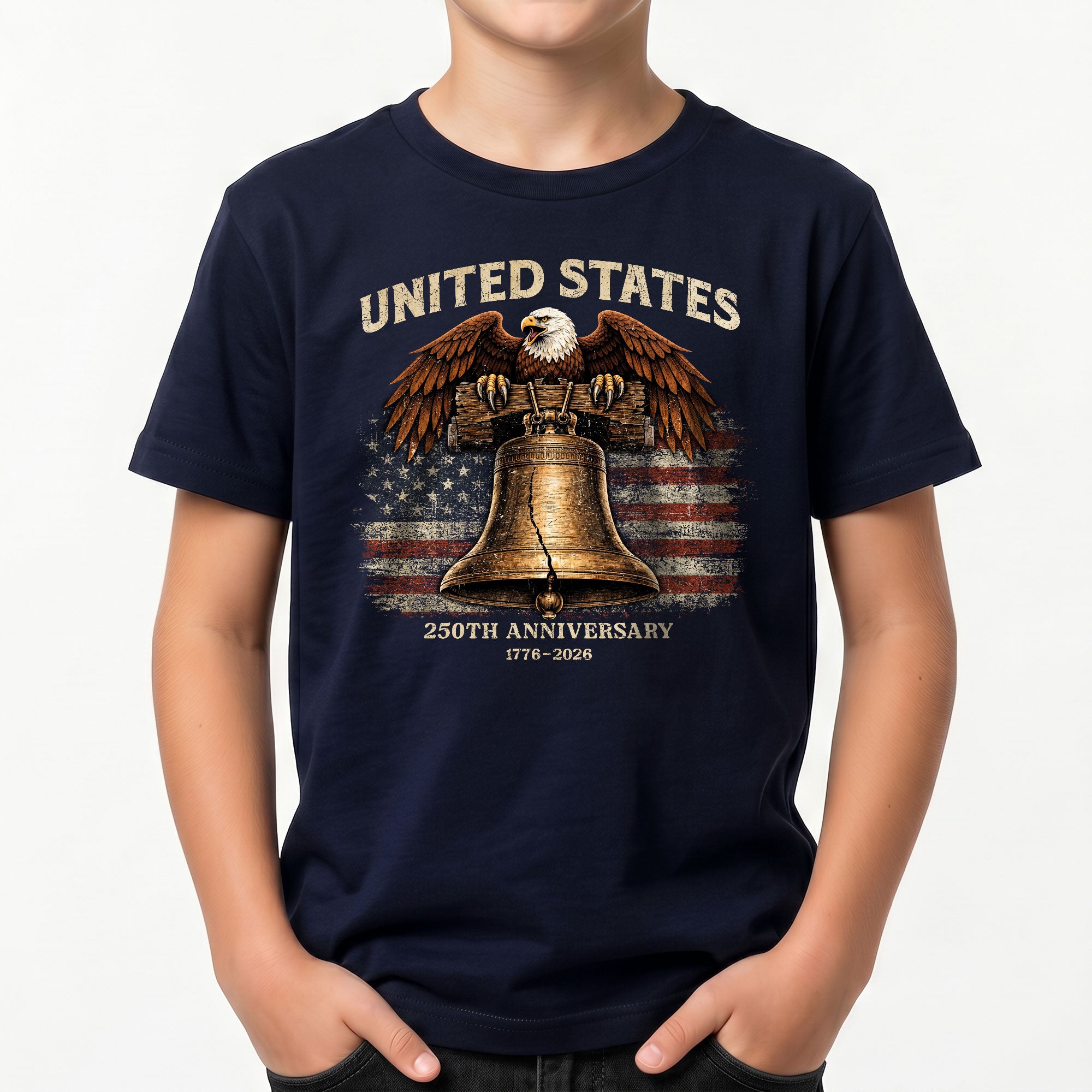 Kids United States 250th Anniversary T-Shirt 1776–2026 Liberty Bell Patriotic Tee