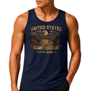 USA 1776-2026 Mens Tank Top Patriotic 250th Anniversary Golden Eagle Shield
