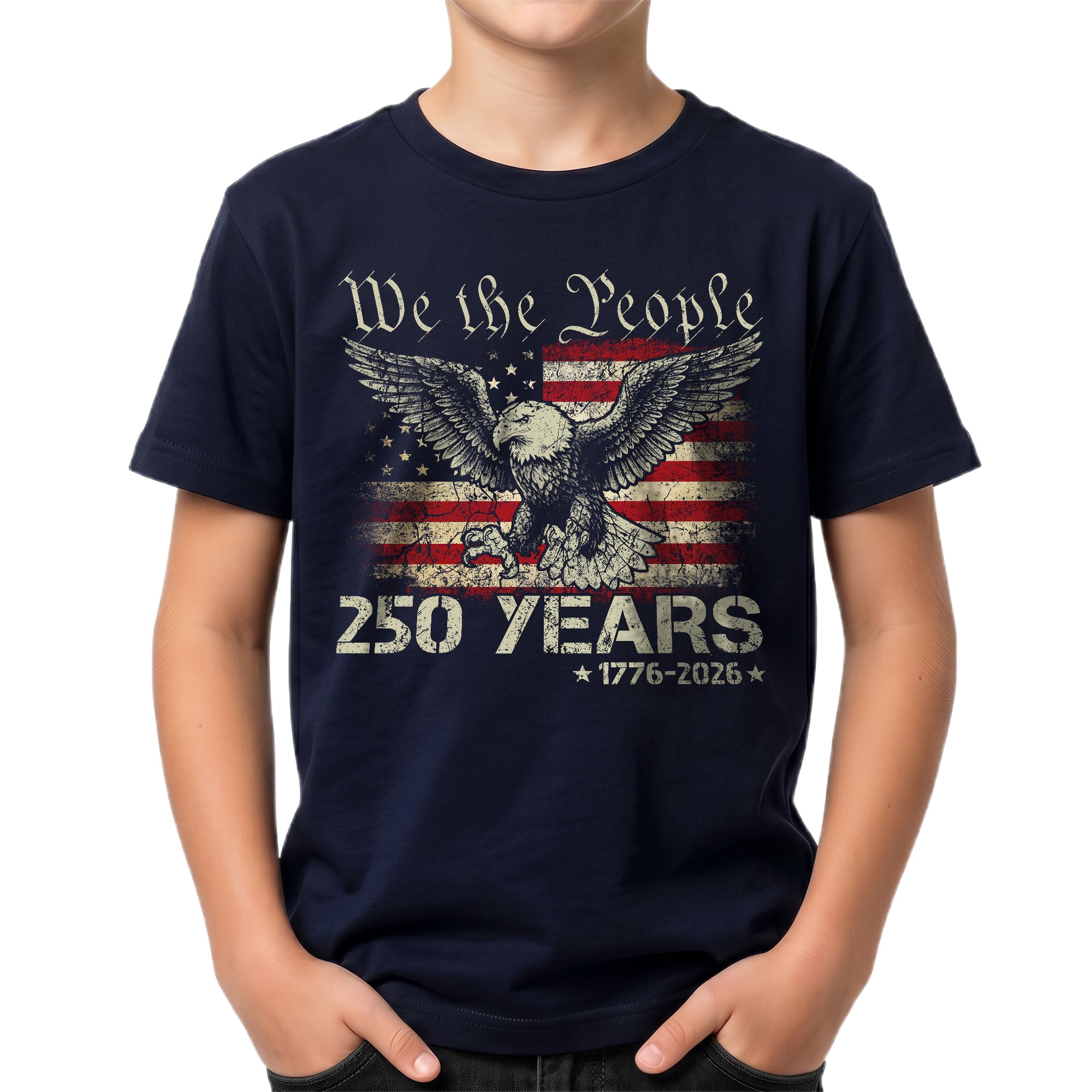 Kid T-Shirt We the People 250 Years | Patriotic 1776-2026 Eagle Flag Boys Girls Shirt